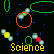 Animated pixel art featuring multiple 'Science' text instances and colorful geometric shapes against a black background.