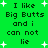 Green background with pixelated text repeating 'I like Big Butts and i can not lie' surrounded by white plus signs.