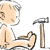 Animated contact sheet of a cartoon baby character repeatedly hammering its own foot with a small wooden-handled hammer, showing sequential motion from impact to recoil across eight frames.