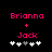 Pixelated text displays 'Brianna' and 'Jack' with a pink plus sign between them, above six white and gray heart icons on black background.