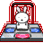 Pixelated bunny in red frame with blue and pink elements, text "I Love DDR So Much" on bright pink background.
