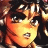 Pixelated anime-style character face with orange-yellow lighting on left, black background with white text "Anime IM" and signature on right.