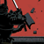 A 2x2 contact sheet of an animated icon showing a black armored figure with horns against a red background, holding a sword and breaking through debris in sequential frames.