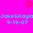 A static pixel art image with a bright pink background, featuring cyan text and a red heart symbol.