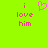 A bright green background displays pink pixelated text reading "i love him" with a small heart symbol above the word "love" in one view, and without the heart in another.