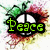 Four static buddy icons arranged in a , each featuring a peace symbol with floral elements and distinct text or imagery