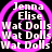 A black background features four identical pink circular patterns with white text reading 'Jenna Elise Wat Dolls' repeated in a