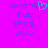 Pixelated text on bright pink background with cyan heart symbol replacing '6' in 'JenzB61' on left side.
