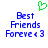 Green pixelated heart symbol above blue pixelated text reading 'Best Friends Forever <3' on white background.