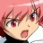 A 48x48 pixel animated buddy icon featuring a pink-haired anime character on the left and stylized text on the right, displayed as a contact sheet with two frames.