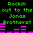 Green pixelated text reads "Rockin out to the Jonas Brothers!!" on a black background with pink audio equalizer bars.