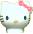 Two pixelated Hello Kitty icons side-by-side: left is white with pink bow, right is solid pink with yellow star on forehead.