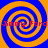 Four identical spiral patterns in blue and orange with red text "Jimmy Ford" overlaid on each spiral.