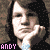 A contact sheet of five animated frames showing a person with long dark hair resting their chin on one hand, each frame labeled "ANDY" in pink text below the image.