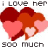 Animated contact sheet showing two frames of a pixelated buddy icon with hearts and text, where the word "LOVE" changes color between frames.