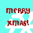 Red 'merry xmas!' text over white snowflake on cyan background, with visible pixelation and animation changes across four views.