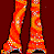 Pixelated animated contact sheet showing a woman in orange patterned clothing with three frames of leg/hip poses and one frame of full body, plus text reading "You taste like a Coca-Cola" on dark red background.