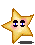 Pixelated star-shaped icon with brown outline, yellow fill, and pink blush; three variations show different eye expressions against gray background.