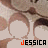 nine identical cartoon-style character head icons with a repeating pattern background, each displaying the name "JESSICA" in varying color schemes