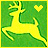 Yellow deer silhouette on green background with heart symbols and 'FEAR THE Deere' text in pixelated style.