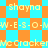 Pixelated text and directional symbols on a blue-orange checkered background with repeated patterns.