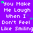 Purple background with white pixelated text repeating 'You Make Me Laugh When I Don't Feel Like Smiling' and small green stars scattered throughout.