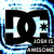 Four variations of a buddy icon featuring 'DC' logo with 'JOSH IS AWESOME' text, each with distinct background styles including blue wave, rainbow gradient, black-and-white, and solid gray.