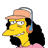 A 48x48 pixel animated contact sheet showing six frames of a Simpsons Movie-themed buddy icon featuring Marge Simpson and the movie's title logo with pink donut letters.