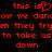 Red pixelated text on black background with a heart symbol replacing 'is' in 'this is', repeated across multiple lines.