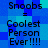 Blue pixelated background with repeated text "Snoobs = Coolest Person Ever!!!" in black font across two identical