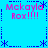 Static blue background with repeated pink text 'Mekayla Rox!!!!' and dark blue asterisk-like symbols arranged in a pattern