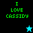 Four display 'I LOVE CASSIDY' text with a star icon changing from light blue to black against varying backgrounds