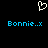 Pixelated white heart symbol above two identical blue text strings on black background.
