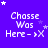 Purple background with white text 'Chasse Was Here - >X' and scattered white stars, stars animate by changing position across frames.