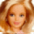 A 3x2 contact sheet of a pixelated animated icon featuring a blonde doll face, pink text, and black star shapes on a gray background.