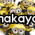 Yellow cartoon characters with goggles and blue overalls appear in a with repeated text overlay