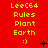 Red background with yellow text "LeeC64 Rules Plant Earth :)" repeated in a , featuring animated black symbols changing between frames