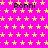 A static image with a bright pink background covered in yellow stars, featuring repeated black text "Ronni" at multiple positions.