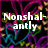 Animated icon with swirling pink and blue lines on black background, displaying text changes from "Nonslanty" to "Marys Word" then to ":-p".