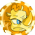 Animated contact sheet of a yellow cartoon character with orange hair and blue eyes in three distinct facial expressions within circular frames.