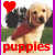 Animated contact sheet showing two frames of a dog icon with heart and text changes.