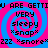 Pixelated text and symbols on a blue background with pink spiral patterns, showing repeated phrases in black block letters.