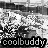 Black-and-white pixelated icon with abstract grunge-style background and bold text at the bottom reading "coolbuddy" in a blocky font.