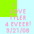 Pixelated pink text on light blue background with green blocks, reading "I LOVE TYLER 4 EVEER! 3/27/08" in two identical vertical arrangements.