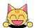 A pixelated cartoon cat icon with two animation frames showing different poses against a gray background.