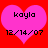 Two identical pink heart shapes on red background with black text 'kayla' and date '12/14/07' inside each heart.