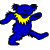 A 3x3 contact sheet of nine Grateful Dead dancing bear icons in various colors with blue necklaces, displayed on a gray background.