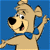 A 50x50 pixel animated buddy icon featuring a cartoon dog character on the left and green text on the right, displayed as a contact sheet with two frames.