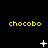 Yellow 'chocobo' text repeated across a black background with white pixelated symbols changing in sequence.