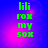 Green text 'lili rom my sox' on a blue-to-purple gradient background with pink light effects, displayed in four identical